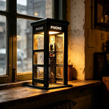 1+1 ingyen🔥 Retro telefonfülke asztali lámpa – Vintage dizájn, meleg fény, művészi részletek – Tökéletes éjjeliszekrényre, polcra vagy íróasztalra📞