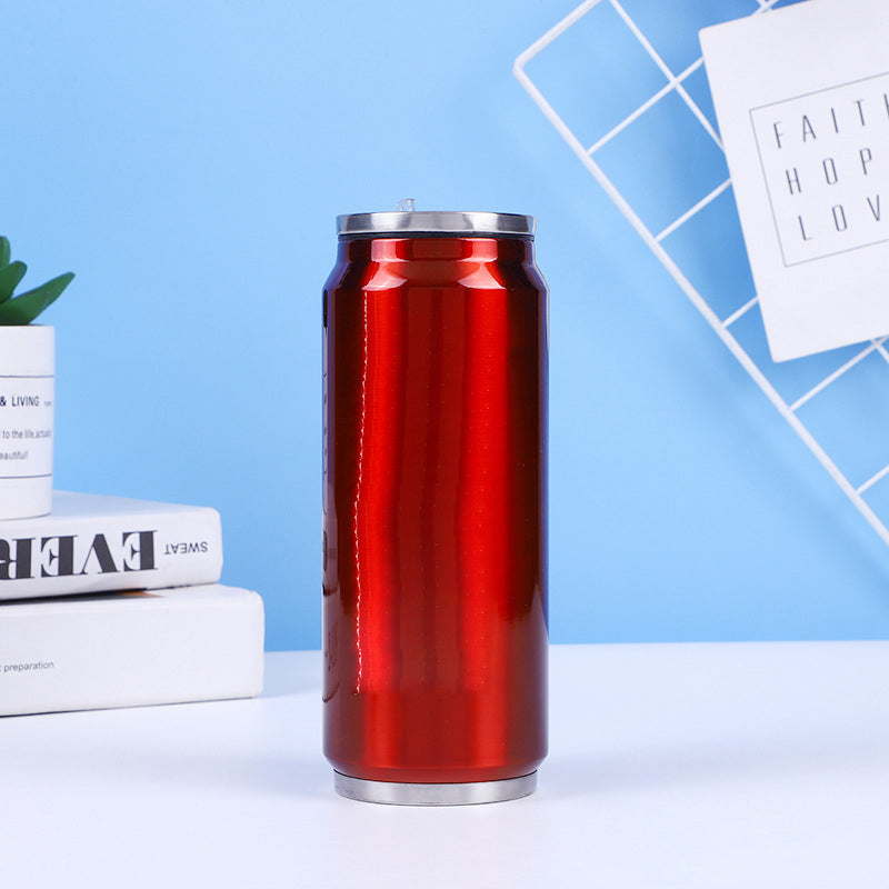 🥤 Kétrétegű rozsdamentes acél hőszigetelt pohár – Üdítősdoboz formában, hidegen tart, nem izzad – Tökéletes otthonra és útra