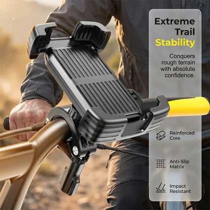 🚴 Kerékpáros telefon tartó – 4 sarkon automatikus rögzítés, egykezes gyorskiengedés, 360°-ban forgatható, PC+ABS anyag