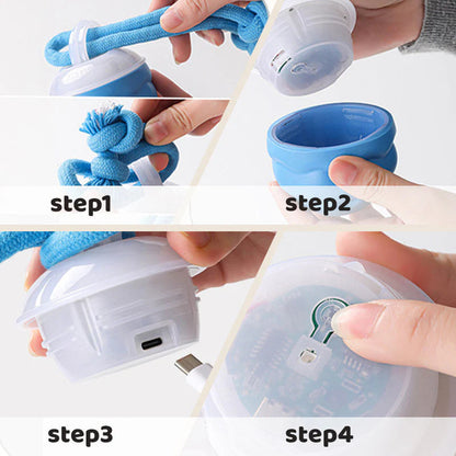 🧸 Okos hangaktivált kisállat-játék – Fogzássegítő + kék hangulatfény
