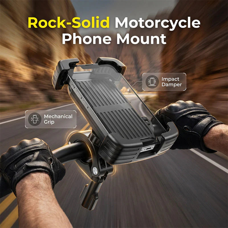 🚴 Kerékpáros telefon tartó – 4 sarkon automatikus rögzítés, egykezes gyorskiengedés, 360°-ban forgatható, PC+ABS anyag