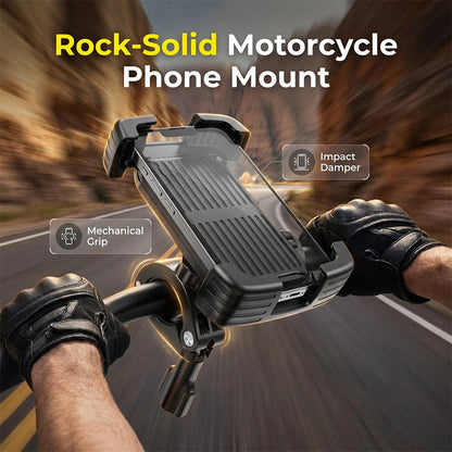 🚴 Kerékpáros telefon tartó – 4 sarkon automatikus rögzítés, egykezes gyorskiengedés, 360°-ban forgatható, PC+ABS anyag