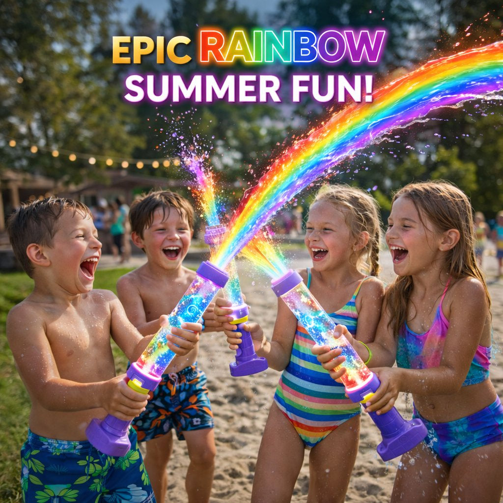 🌈 Szivárványos LED-es vízipisztoly – Világító színek, extra móka a vízben!
