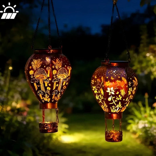 🎈 Napenergiás hőlégballon lámpa – Kerti díszvilágítás, automatikus nappali töltés, éjszakai ragyogás