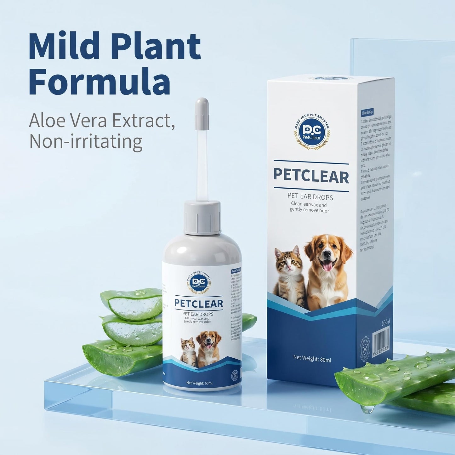 🌸 Fültisztító szer kutyáknak és macskáknak – Eltávolítja a szennyeződéseket és a szagokat, megelőzi a fertőzéseket – Aloe vera + tárnics