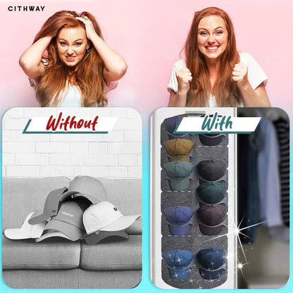 🏠 14 zsebes kalaprendező – Akasztható, nagy kapacitású, védi a kalapok formáját – Garázstól a szekrényig