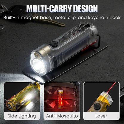 💡 Ultrakompakt LED zseblámpa – Beépített mágnessel, fém kapcsával és kulcstartó kampóval – PC anyag, időjárásálló, 200 mAh akkumulátor