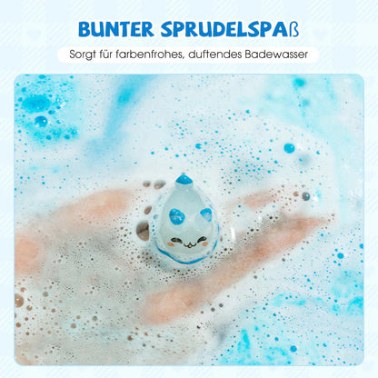🛁 12 darabos fürdőbomba ajándékkészlet gyerekeknek – Szórakoztató fürdés, biztonságos anyagokból, szép csomagolásban