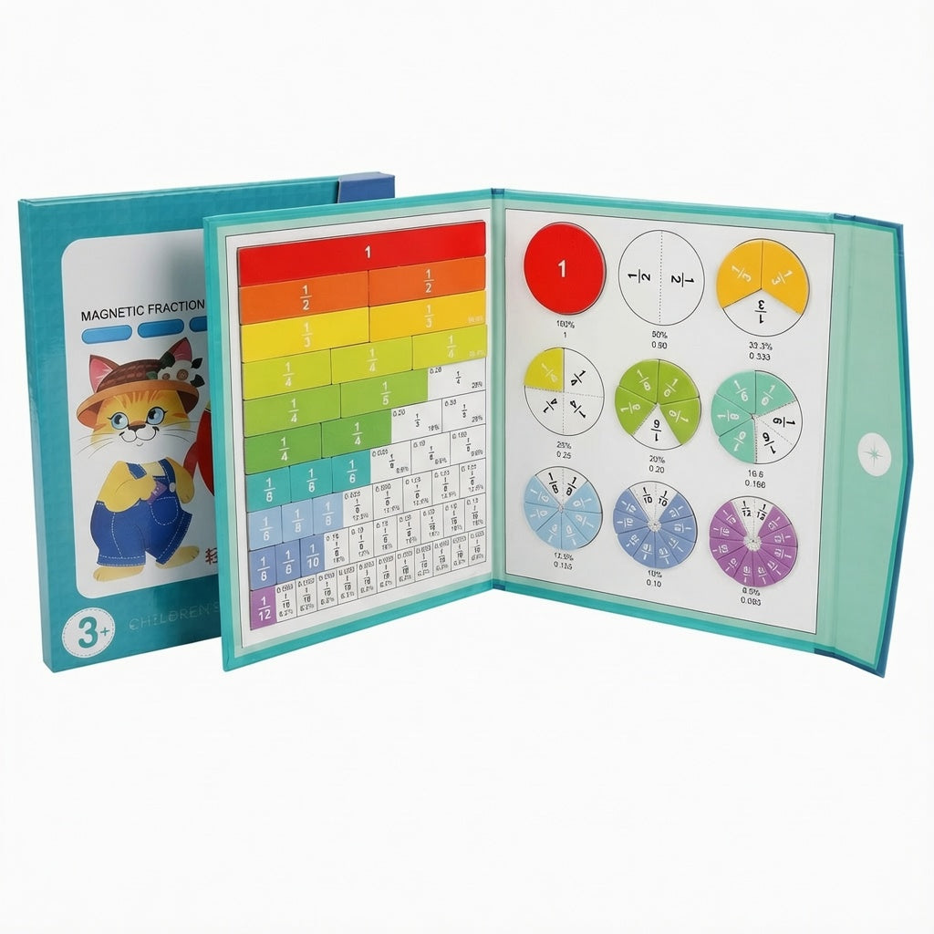 Élénk színes mágneses törtek készlet vizuális tanuláshoz | COLORMATH