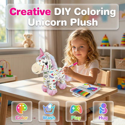 🎨 DIY egyszarvú plüss kifestő szett – Kreatív kézműves, tökéletes ajándék gyerekeknek