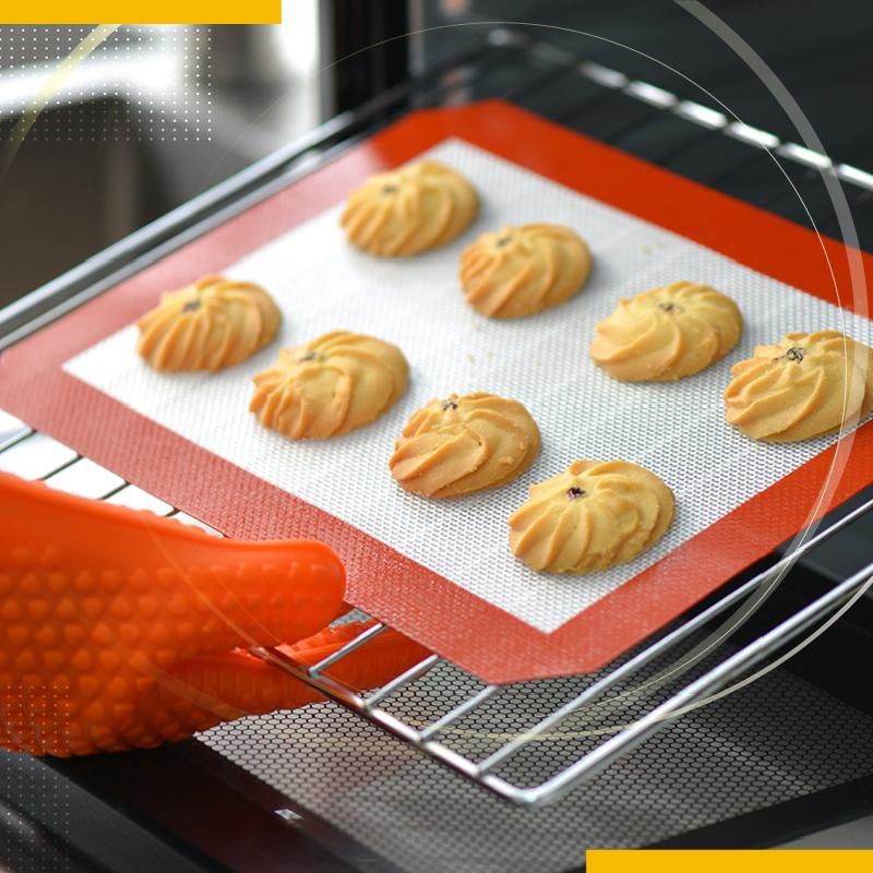 🔥 Szilikon és üvegszál kombinációja egyenletesen osztja el a hőt – soha többé nem lesz odaégett vagy nyers a süteményed! Minden alkalommal tökéletes aranybarna! 🍪