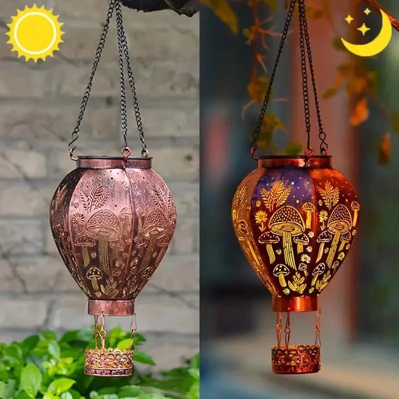 🎈 Napenergiás hőlégballon lámpa – Kerti díszvilágítás, automatikus nappali töltés, éjszakai ragyogás