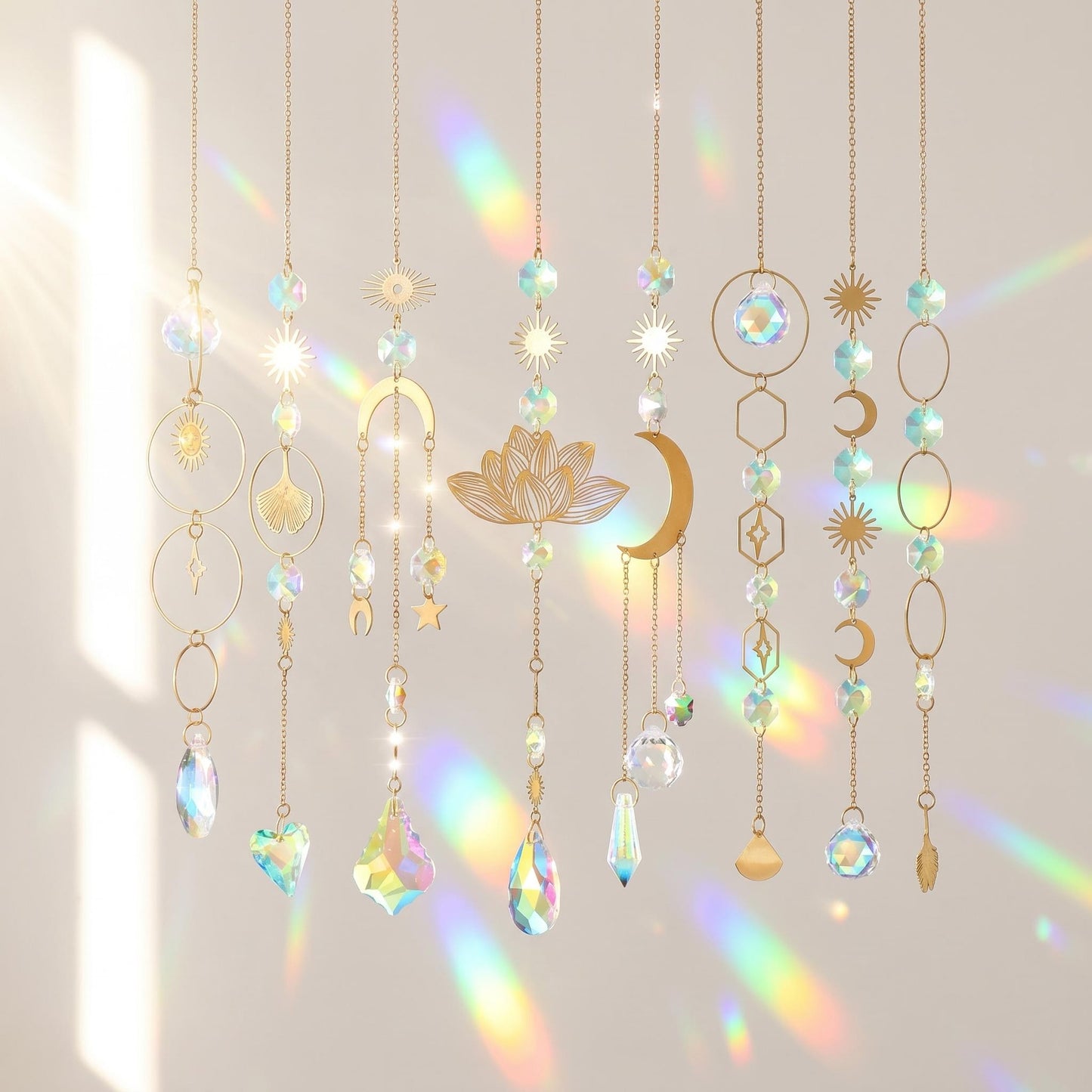 🌈 Műkristály napfényfogó függő szett – Szivárványt varázsol a szobába, tökéletes ajándék✨