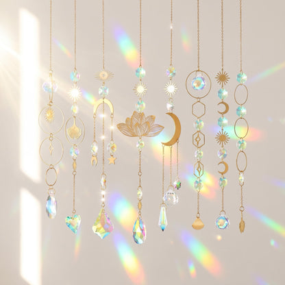 🌈 Műkristály napfényfogó függő szett – Szivárványt varázsol a szobába, tökéletes ajándék✨