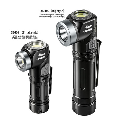 🔦 90° dönthető LED fejlámpa és kézi lámpa – Állítható szög, erős fény
