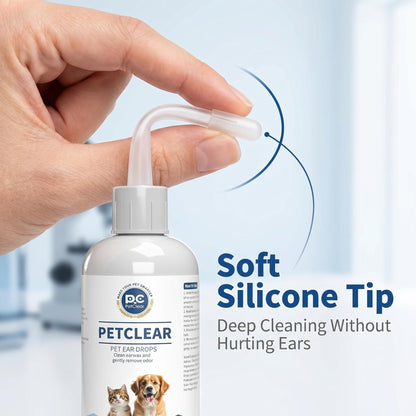 🌸 Fültisztító szer kutyáknak és macskáknak – Eltávolítja a szennyeződéseket és a szagokat, megelőzi a fertőzéseket – Aloe vera + tárnics