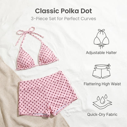🌊 3 részes pöttyös bikini alsó – Oldalt megkötős, testhez igazítható, minden alkatra