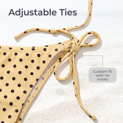 🌊 3 részes pöttyös bikini alsó – Oldalt megkötős, testhez igazítható, minden alkatra