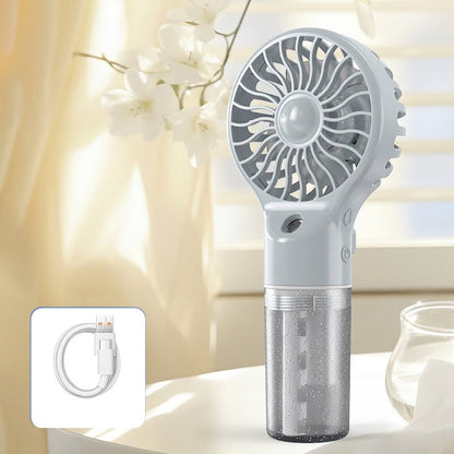🌫️ Finom nano-köd és hűvös szellő egyben – ez a kézi ventilátor egyszerre csökkenti a hőmérsékletet és hidratálja a bőröd! 🔥→❄️