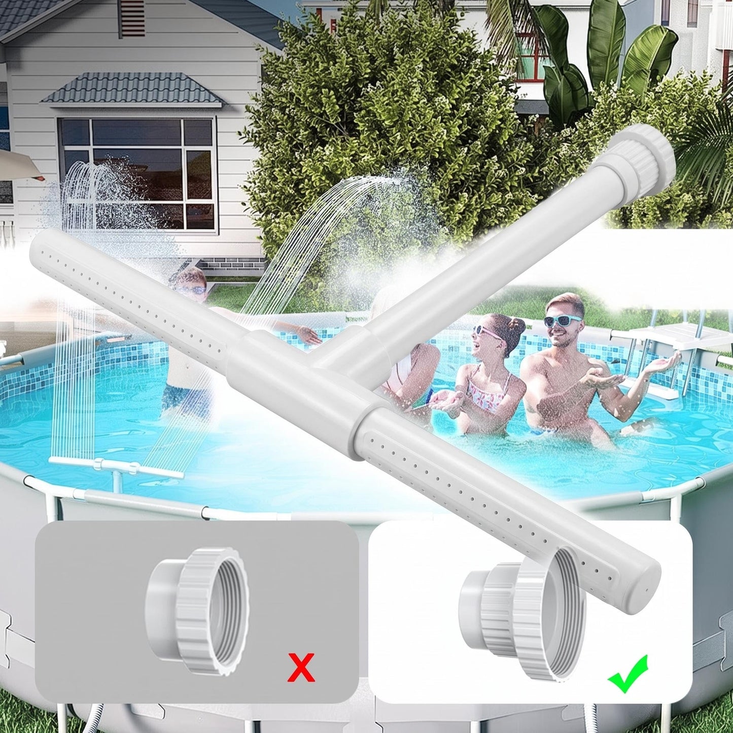 🌊 Pool szökőkútfej – Egyszerűen felszerelhető, frissítő vízjáték medencéjébe