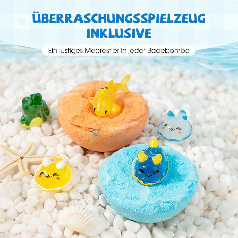 🛁 12 darabos fürdőbomba ajándékkészlet gyerekeknek – Szórakoztató fürdés, biztonságos anyagokból, szép csomagolásban