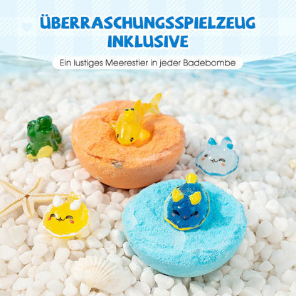 🛁 12 darabos fürdőbomba ajándékkészlet gyerekeknek – Szórakoztató fürdés, biztonságos anyagokból, szép csomagolásban