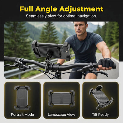 🚴 Kerékpáros telefon tartó – 4 sarkon automatikus rögzítés, egykezes gyorskiengedés, 360°-ban forgatható, PC+ABS anyag