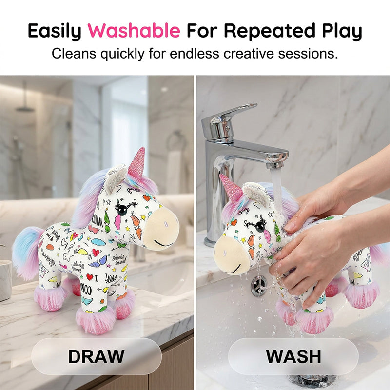 🎨 DIY egyszarvú plüss kifestő szett – Kreatív kézműves, tökéletes ajándék gyerekeknek