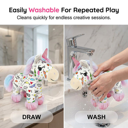 🎨 DIY egyszarvú plüss kifestő szett – Kreatív kézműves, tökéletes ajándék gyerekeknek