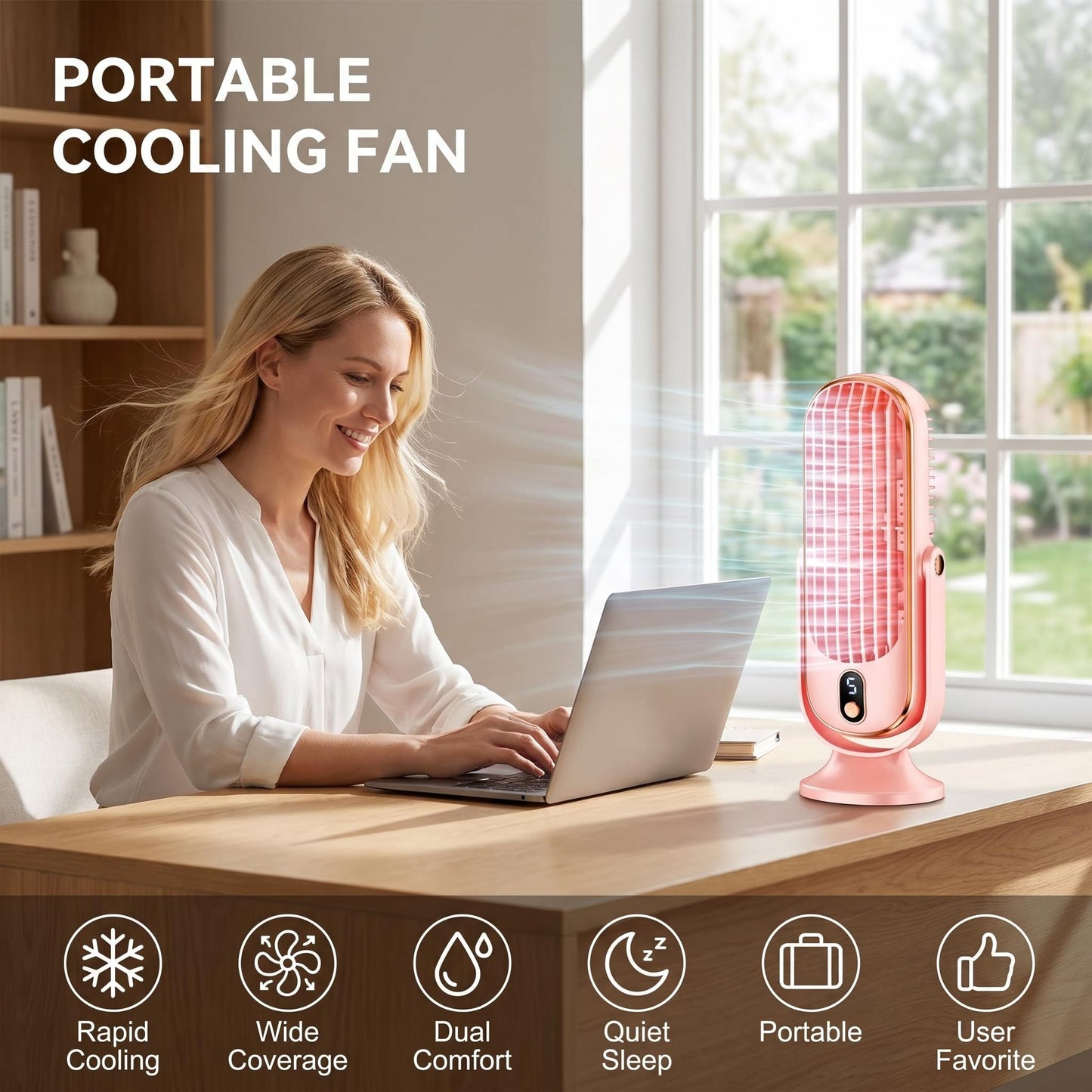 🌬️ 5 sebesség, 5 hangulat – a gyengéd simogatástól a frissítő szélig! Mindig pont annyi hűvösség, amennyire szükséged van! 💨