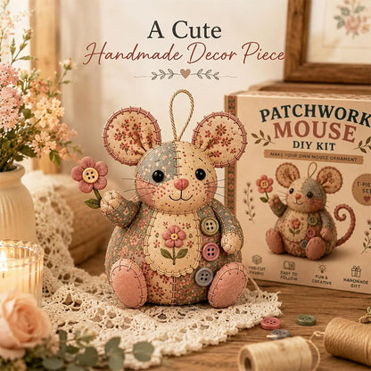 Patchwork Mouse DIY Sewing Kit – Minden alkatrész és útmutató, elkészítheted saját plüss egeredet 🧵🐭