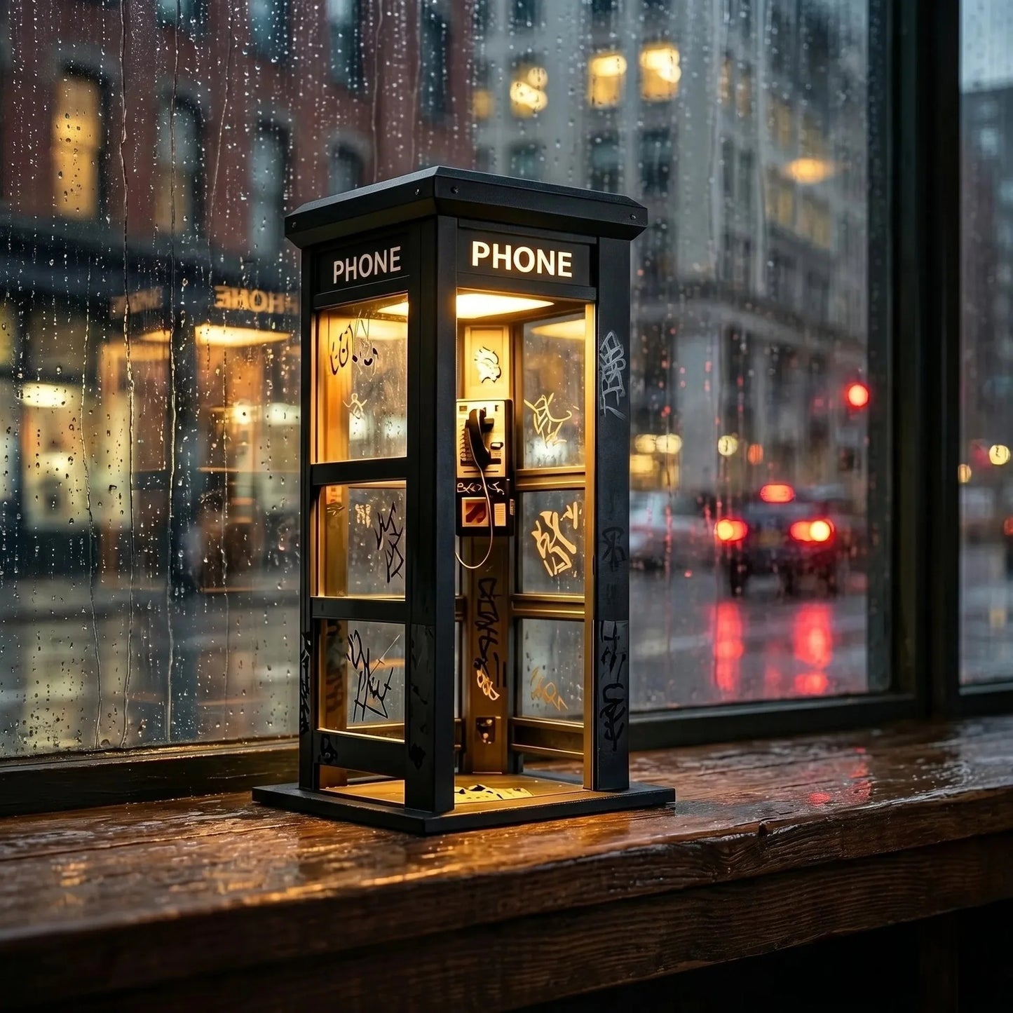 1+1 ingyen🔥 Retro telefonfülke asztali lámpa – Vintage dizájn, meleg fény, művészi részletek – Tökéletes éjjeliszekrényre, polcra vagy íróasztalra📞