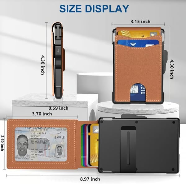 1+1 ingyen🔥💳 Intelligens alumínium kártyatartó pénztárca – AirTag zsebbel, RFID-blokkolóval, automatikus kártyakiugróval – 12+ kártya helye