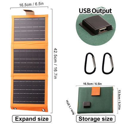 ☀️ Hordozható napelem – Összecsukható, USB-C, időjárásálló – Töltsd a kütyüidet a szabadban!