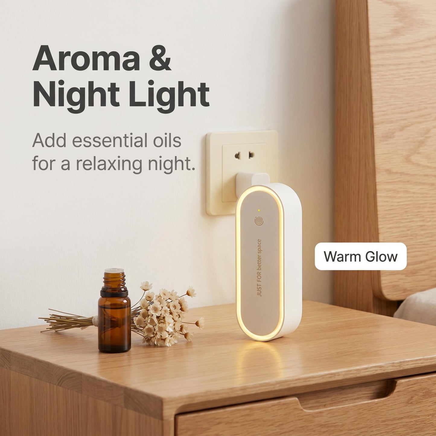 🌙 Illóolajos aromaterápia és gyenge hangulati fény egyben – teremts nyugodt, pihentető légkört bármely szobában! 🌸