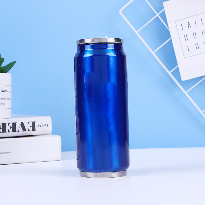 🥤 Kétrétegű rozsdamentes acél hőszigetelt pohár – Üdítősdoboz formában, hidegen tart, nem izzad – Tökéletes otthonra és útra