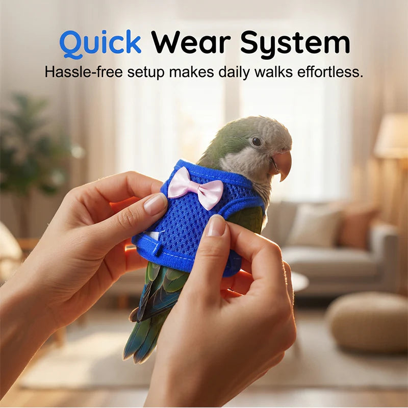 🦜 Repülj szabadon, biztonságban – ez a hám lehetővé teszi, hogy tollas barátod felfedezze a világot anélkül, hogy elveszítenéd! 🌿