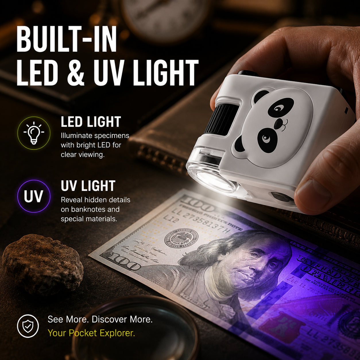 🎁 Gyerekeknek való hordozható mikroszkóp – Játékos tanulás, felfedezés a természetben!