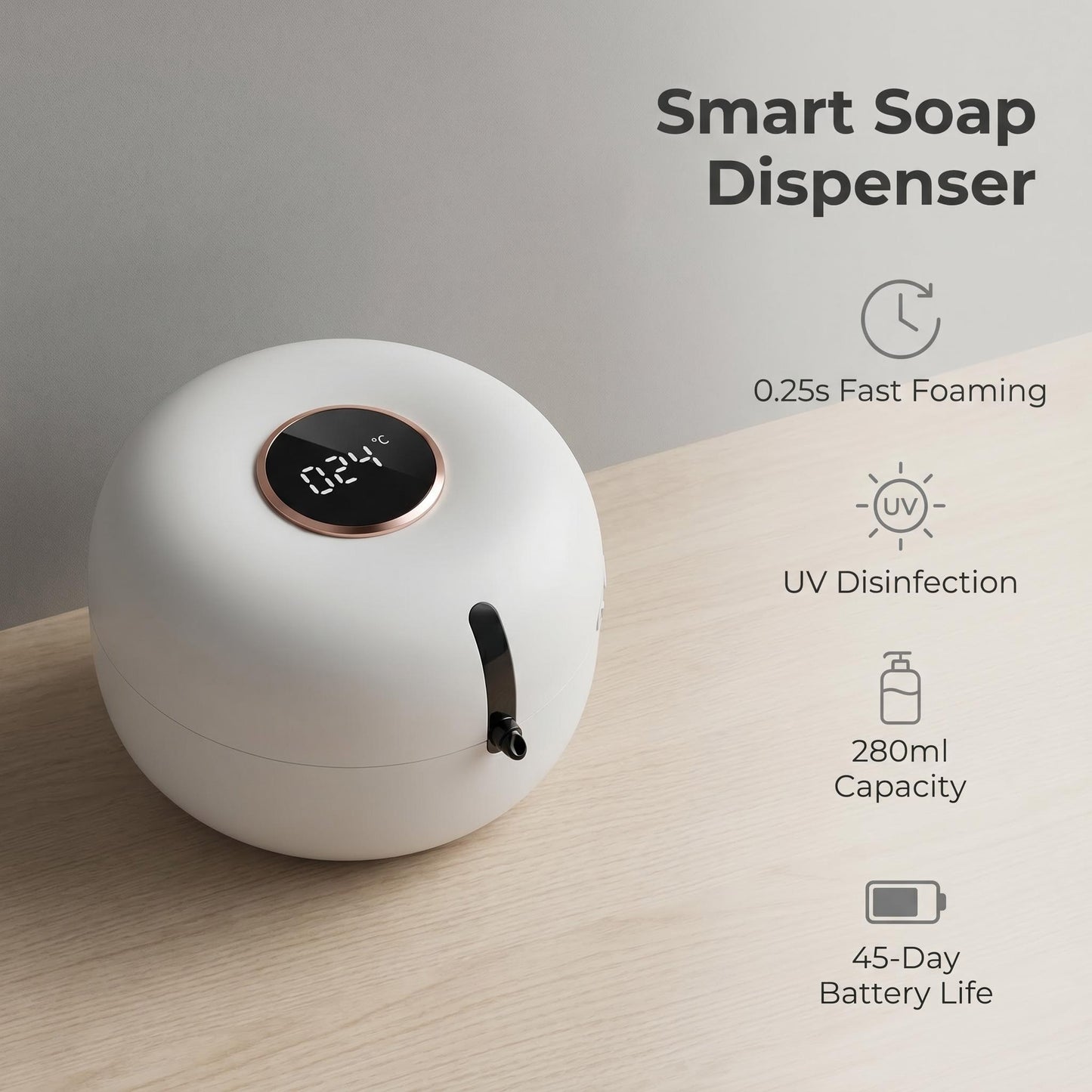 Wall-Mounted S🫧 280 ml-es tartály – egyszeri feltöltés hetekig kitart! Ritkább utántöltés, kevesebb macera, több idő a fontos dolgokra! ⏳mart Sensor Hand Sanitizer Dispenser