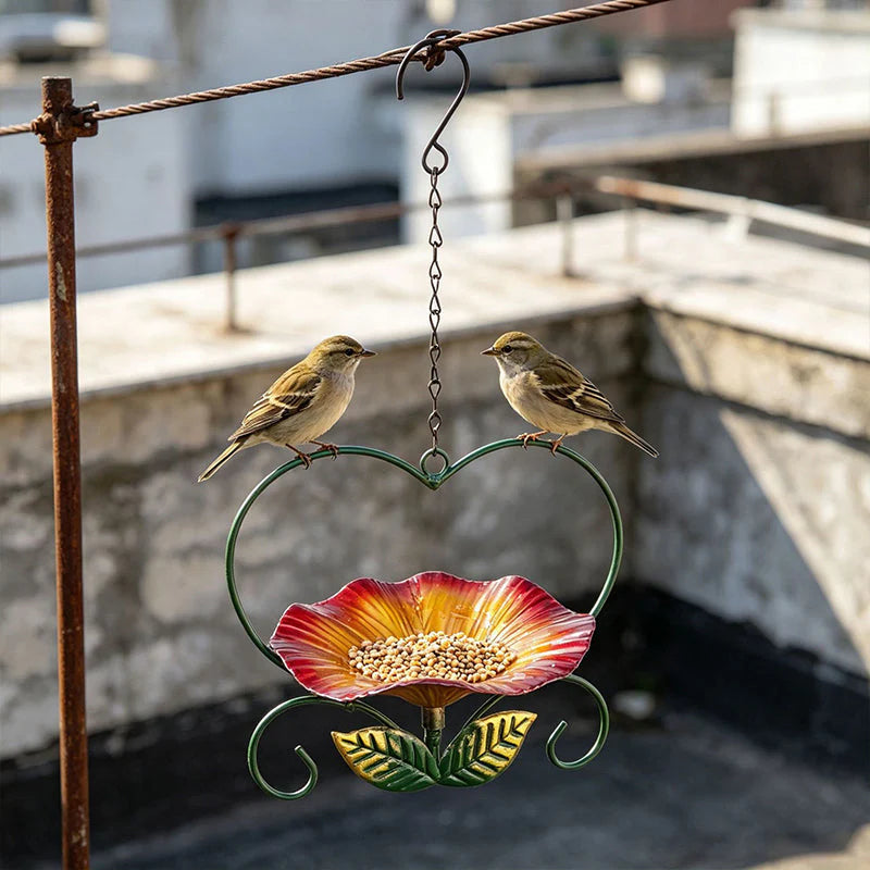 ❤️ Szíves madáretető – Etető és itató egyben, elegáns kerti díszként