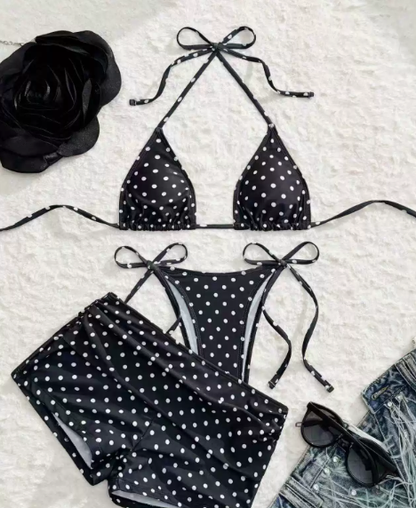 🌊 3 részes pöttyös bikini alsó – Oldalt megkötős, testhez igazítható, minden alkatra
