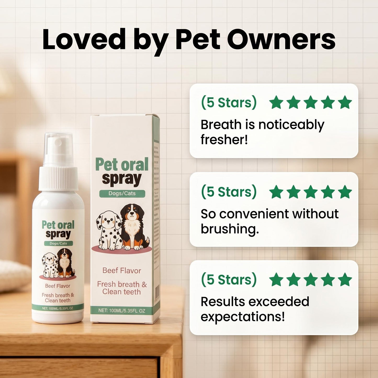 🌿 Természetes összetételű állati szájspray – Nem csíp, nem habzik, kutyáknak és macskáknak