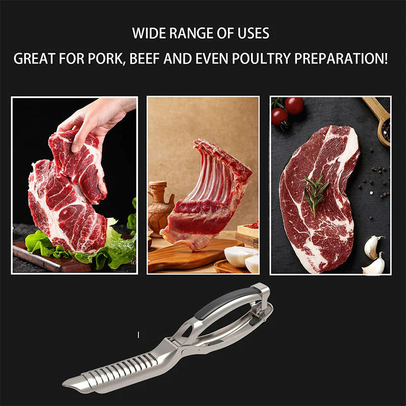 🔪 Rozsdamentes acél BBQ bordanyúzó – Gyors bőrtávolítás, csúszásmentes markolat – Utánvéttel 🍖
