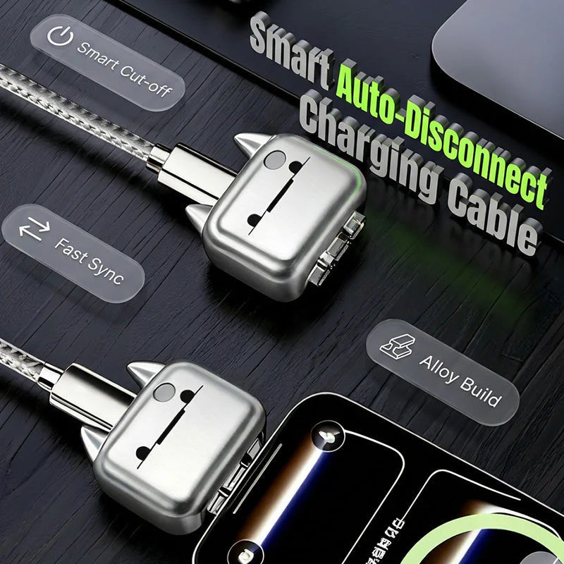 📱 Intelligens automata leválasztó USB-C kábel – 140W, túltöltés ellen, prémium anyag – Minden USB-C eszközhöz