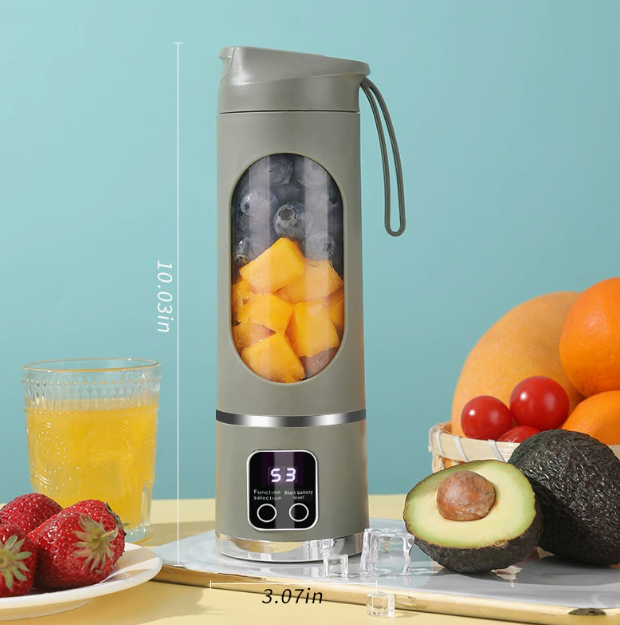 🍹 450 ml-es digitális, hordozható, vezeték nélküli gyümölcscentrifuga-pohár – Két pengével, öntisztító funkcióval, akár 10 ital elkészítésére
