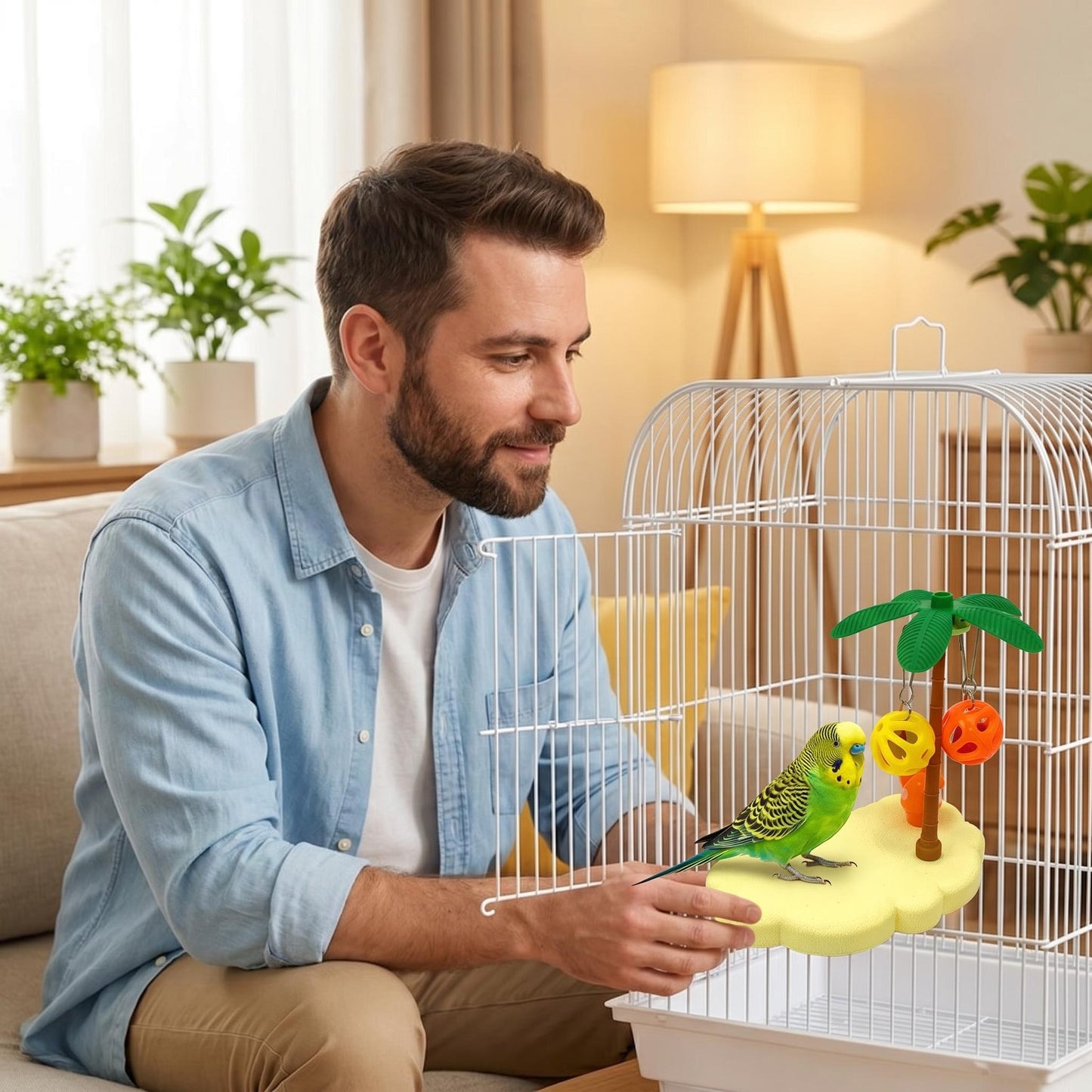 ☁️ Felhő formájú, imádnivaló design – azonnal feldobja a ketrec hangulatát! Csökkenti az unalmat és ösztönzi a természetes mászást! 🌈