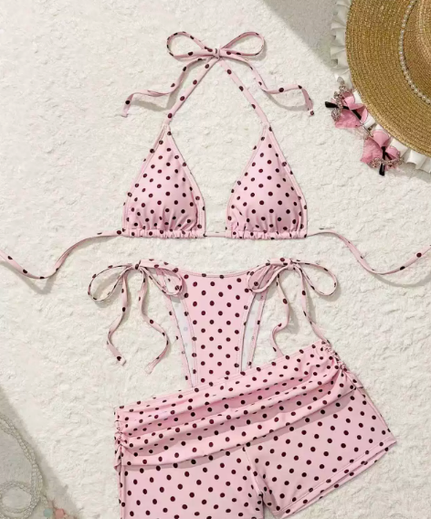 🌊 3 részes pöttyös bikini alsó – Oldalt megkötős, testhez igazítható, minden alkatra