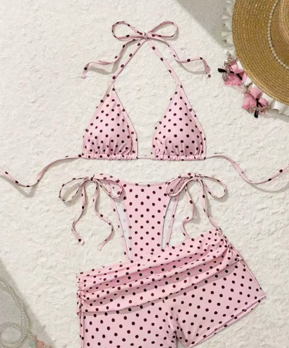 🌊 3 részes pöttyös bikini alsó – Oldalt megkötős, testhez igazítható, minden alkatra