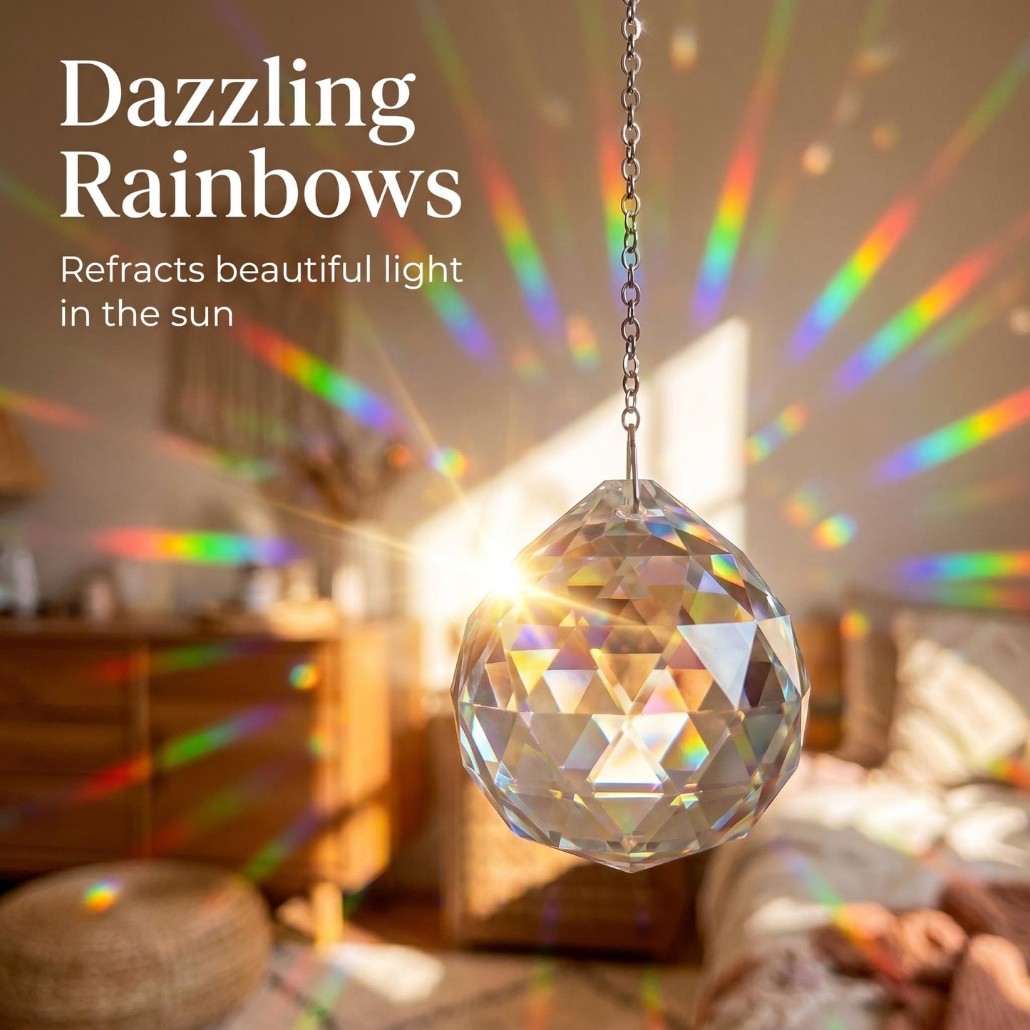 🌈 Műkristály napfényfogó függő szett – Szivárványt varázsol a szobába, tökéletes ajándék✨