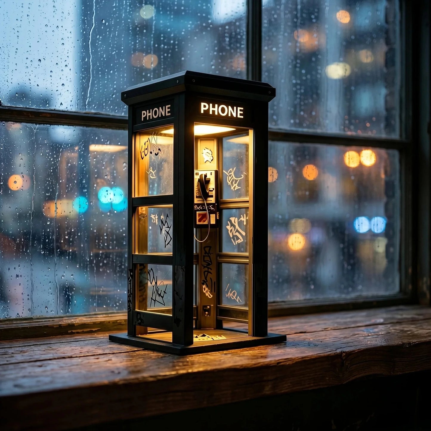 1+1 ingyen🔥 Retro telefonfülke asztali lámpa – Vintage dizájn, meleg fény, művészi részletek – Tökéletes éjjeliszekrényre, polcra vagy íróasztalra📞